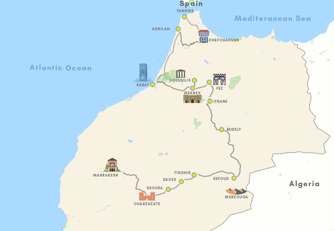 Tangier to Marrakech – Via the blue city-program